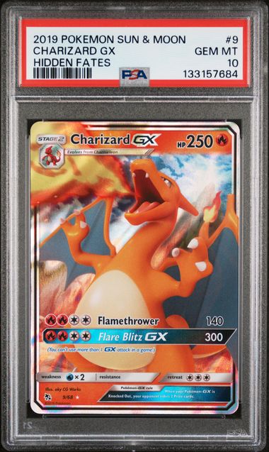 PSA 10 Charizard GX Hidden Fates 9/68