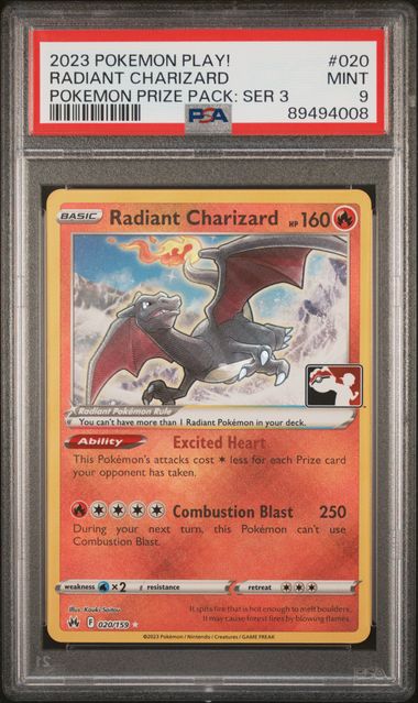 PSA 9 Radiant Charizard Prize Back Series 3 020/159