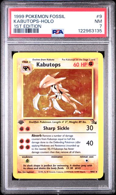 PSA 7 Kabutops Fossil 1st Edition 9/62