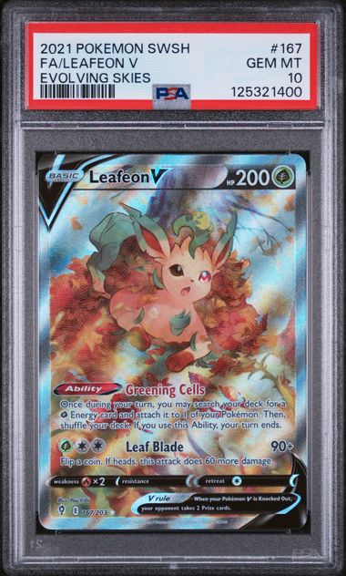PSA 10 Leafeon V Evolving Skies 167/203