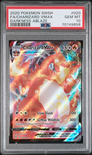 PSA 10 Charizard VMAX Darkness Ablaze 020/189