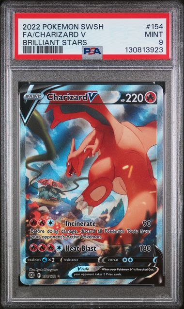 PSA 9 Charizard V Brilliant Stars 154/172