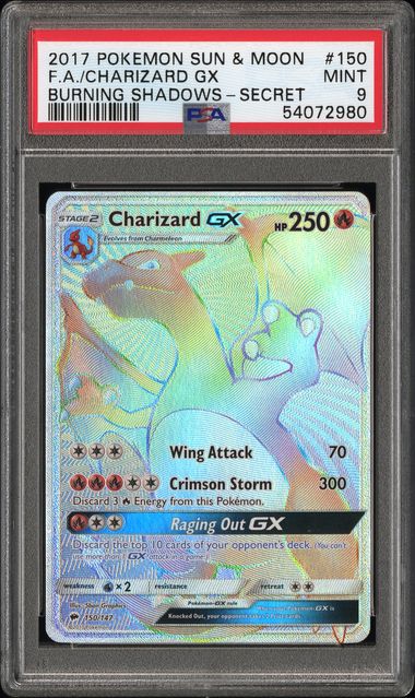 PSA 9 Charizard GX Burning Shadows 150/147