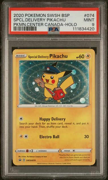 PSA 9 Special Delivery Pikachu Pokemon Center Black Star Promo SWSH074