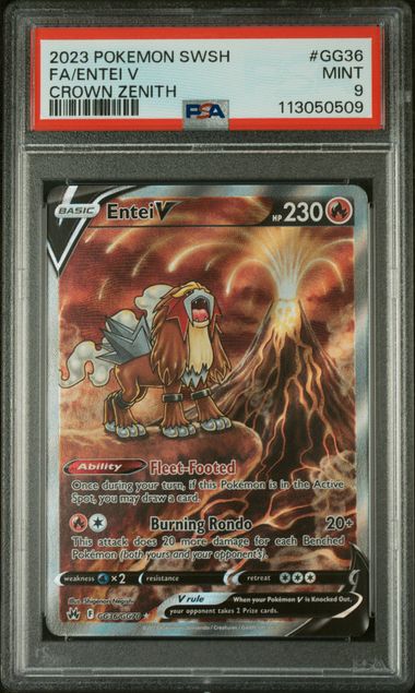 PSA 9 Entei V Crown Zenith GG36/GG70