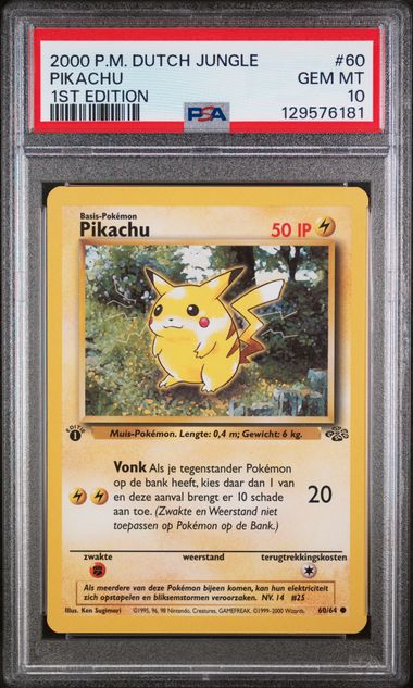 PSA 10 PIkachu Dutch 1st Edition Jungle 60/64