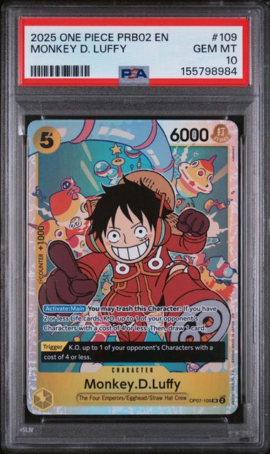 PSA 10 Monkey D. Luffy PRB02 109