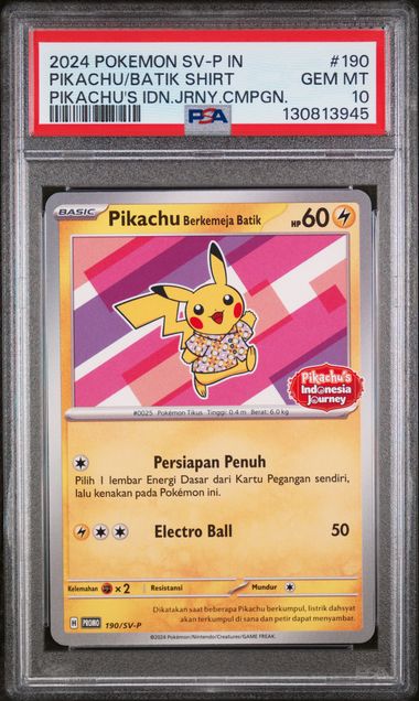 PSA 10 Pikachu Batik Shirt Promo 190/SV-P
