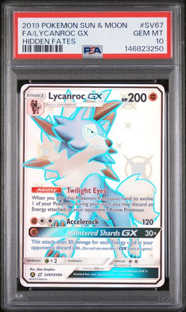 PSA 10 Lycanroc GX Hidden Fates SV67/SV94