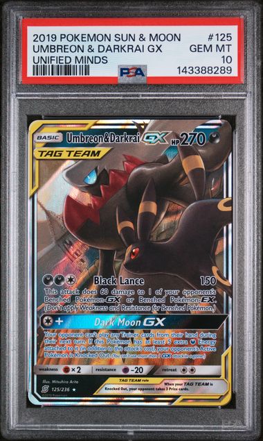 PSA 10 Umbreon & Darkrai GX Unified Minds 125/236