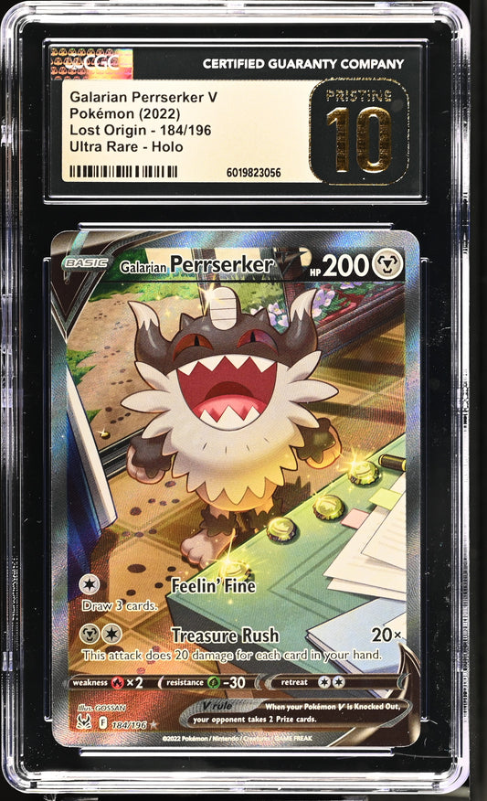 CGC Pristine 10 Galarian Perrserker V, Lost Origin 184/196