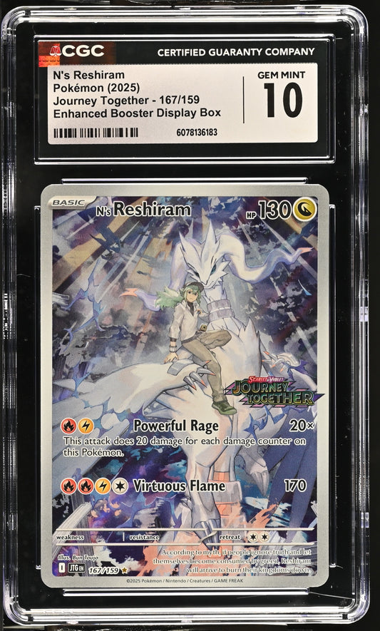 CGC 10 N's Reshiram Journey Together Enhanced Booster Display Box 167/159