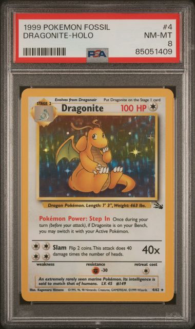 PSA 8 Dragonite Fossil 4/62
