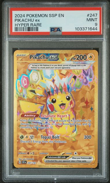 PSA 9 Pikachu ex Surging Sparks 247/191