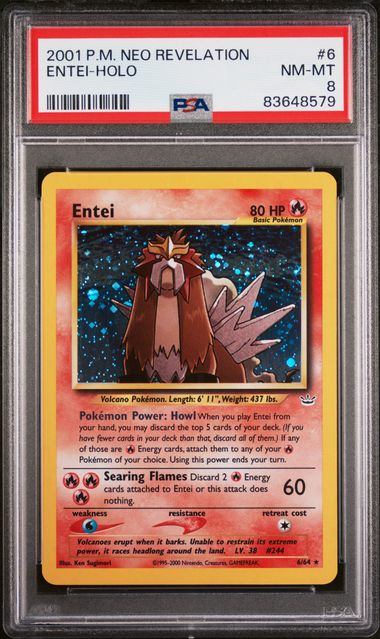 PSA 8 Entei Neo Revelation Double Holo 6/64