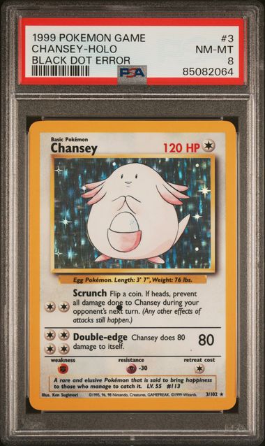PSA 8 Chansey Base Black Dot Error 3/102