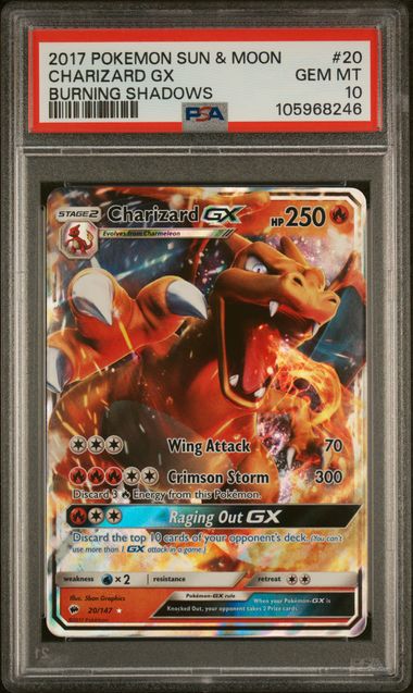 PSA 10 Charizard GX Burning Shadows 20/147
