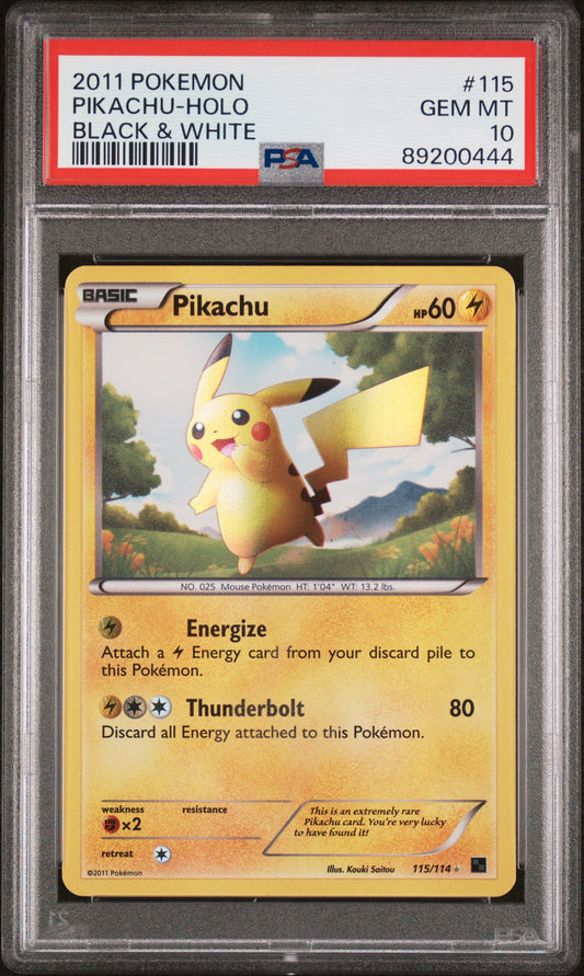 PSA 10 Pikachu Secret Black & White 115/114