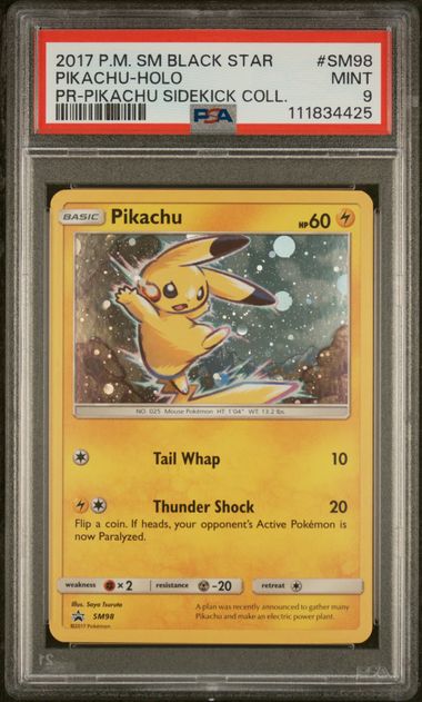 PSA 9 Pikachu Sidekick Black Star Promo SM98