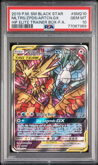 PSA 10 Moltres & Zapdos & Articuno GX Black Star Promo SM210