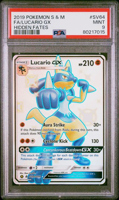 PSA 9 Lucario GX Hidden Fates SV64/SV94