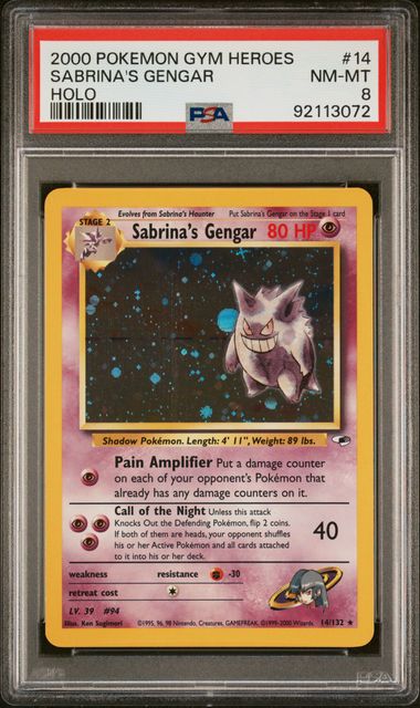 PSA 8 Sabrina's Gengar Holo Gym Heroes 14/132