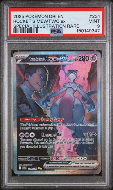PSA 9 Team Rocket's Mewtwo ex Destined Rivals 231/182