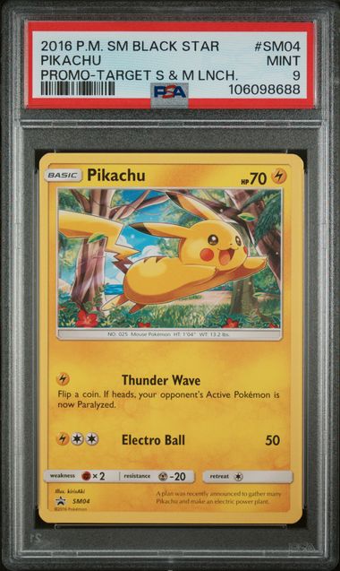 PSA 9 Pikachu Black Star Promo Target S&M Lunch Box SM04