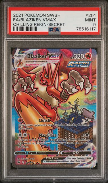 PSA 9 Blaziken VMAX Chilling Reign 201/198