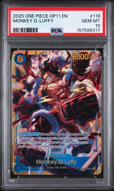 PSA 10 Monkey D. Luffy OP11 118