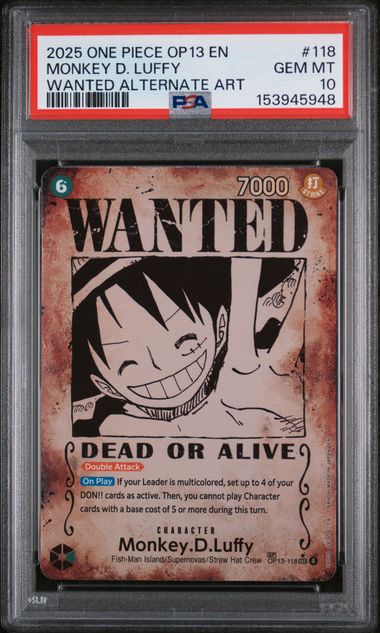 PSA 10 Monkey D. Luffy OP13 118