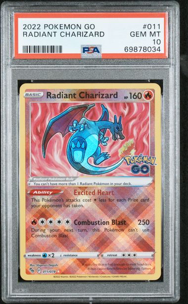 PSA 10 Radiant Charizard Pokemon Go 011/078
