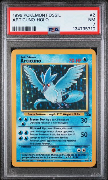 PSA 7 Articuno Holo Fossil 2/62