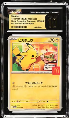 CGC Pristine 10 Pikachu Japanese Mcdonalds Promo 020/M-P