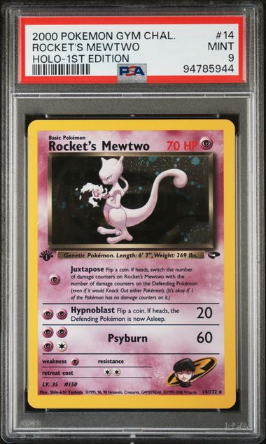 PSA 9 Rocket's Mewtwo 1st Edition Gym Challenge 14/132