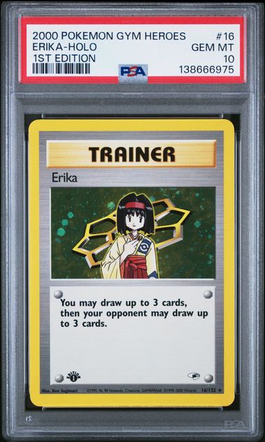 PSA 10 Erika 1st Edition Gym Heroes 16/132