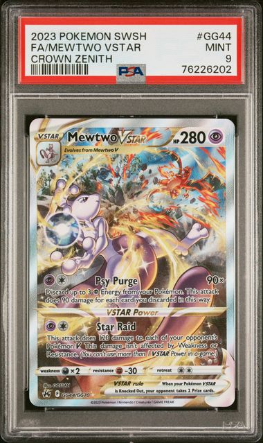 PSA 9 Mewtwo VSTAR Crown Zenith GG44/GG70