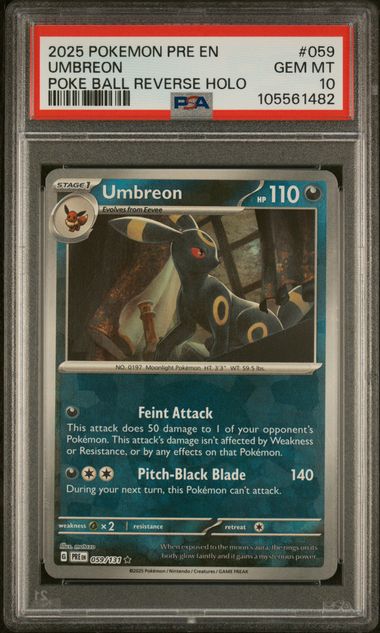 PSA 10 Umbreon Pokeball Prismatic Evolutions 059/131