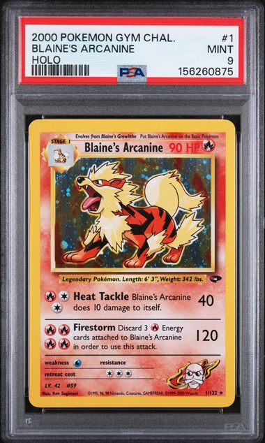 PSA 9 Blaine's Arcanine Gym Challenge 1/132