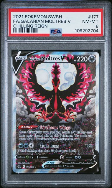 PSA 8 Galarian Moltres V Chilling Reign 177/198