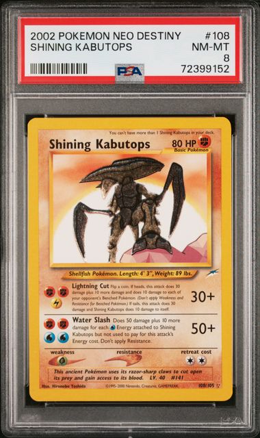 PSA 8 Shining Kabutops Neo Destiny 108/105