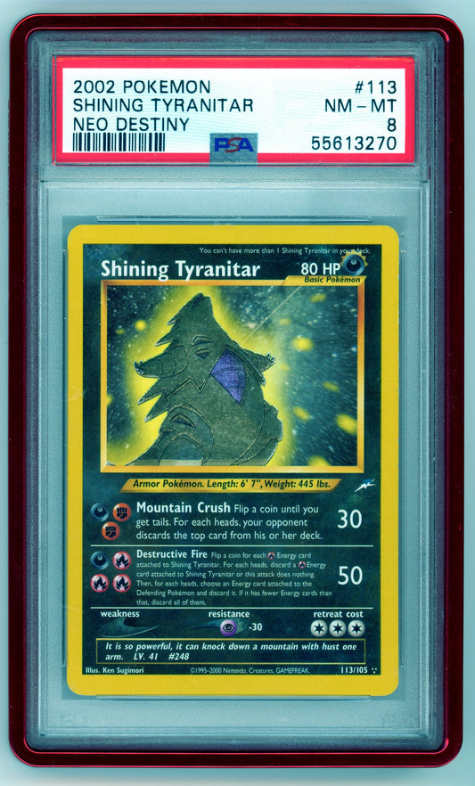 PSA 8 Shining Tyranitar Neo Destiny Texture Shift 113/105