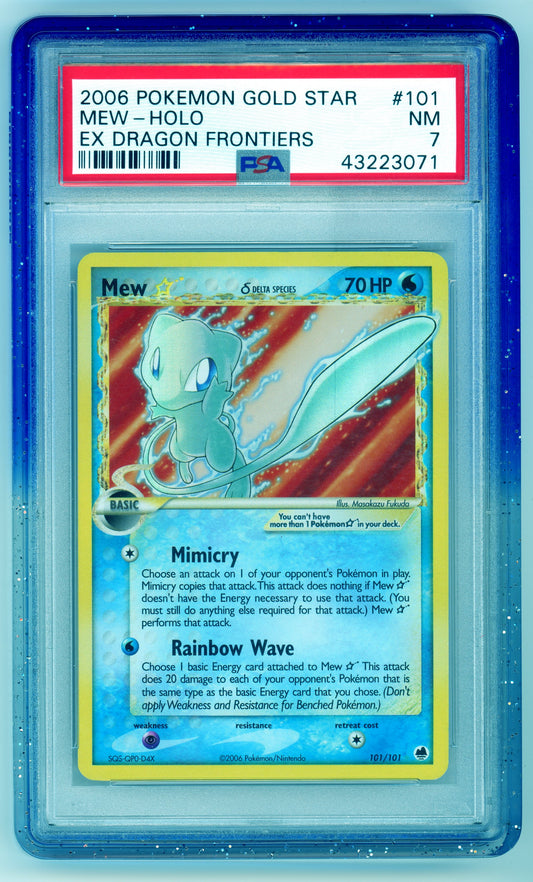 PSA 7 Mew Gold Star Ex Dragon Frontiers 101/101