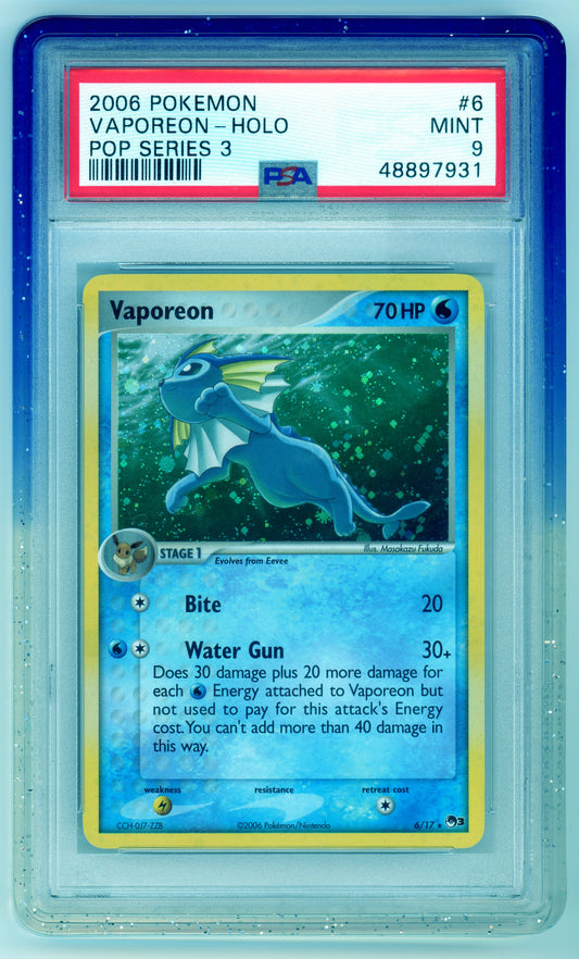 PSA 9 Vaporeon Pop Series 3 6/17
