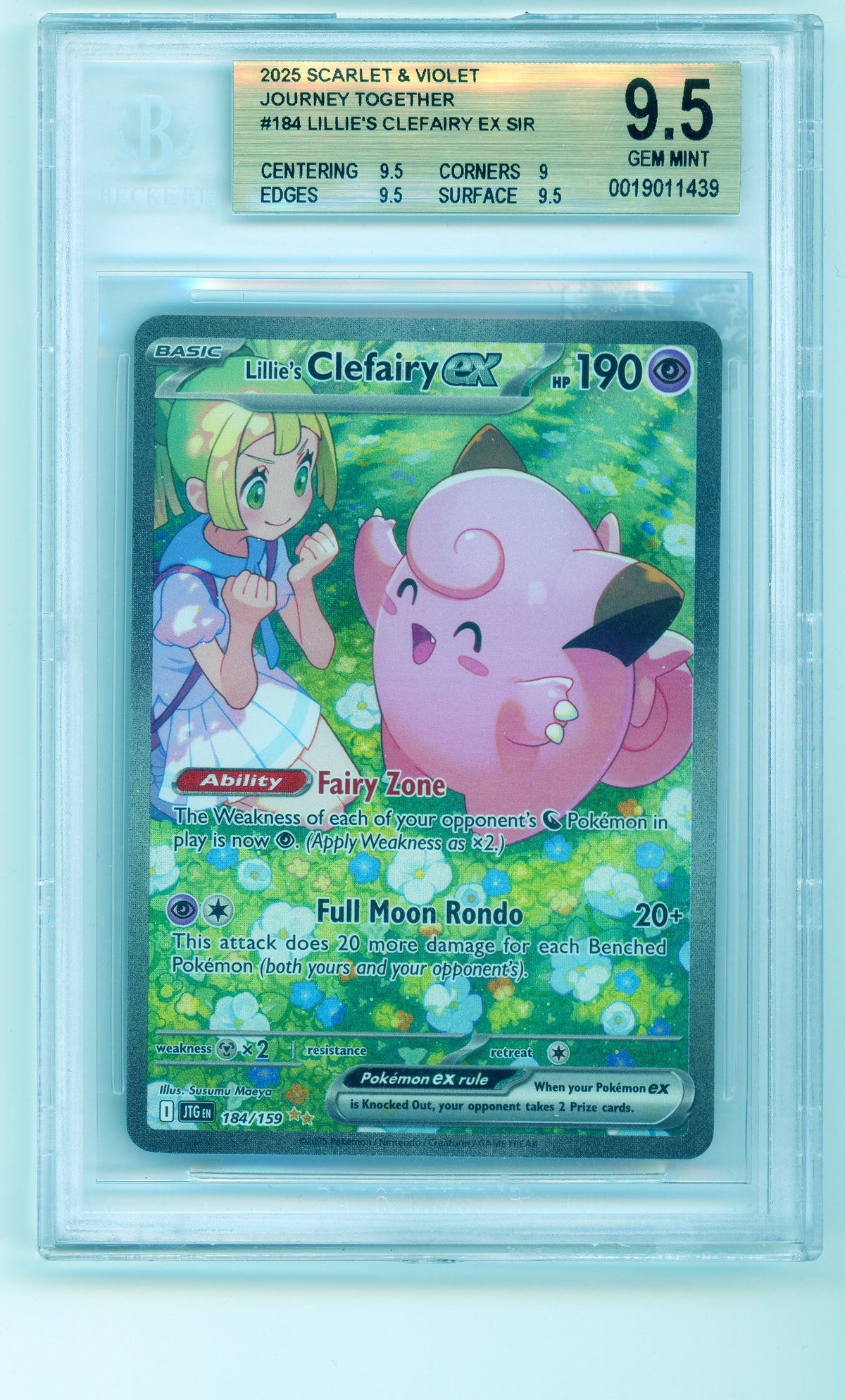 BGS 9.5 Lillie's Clefairy ex Journey Together 184/159