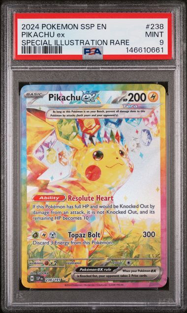 PSA 9 Pikachu ex Surging Sparks 238/191