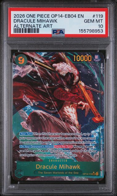 PSA 10 Dracule Mihawk OP14-EB04 119