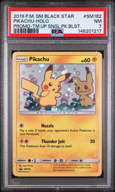 PSA 7 Pikachu Team Up Black Star Promo SM162