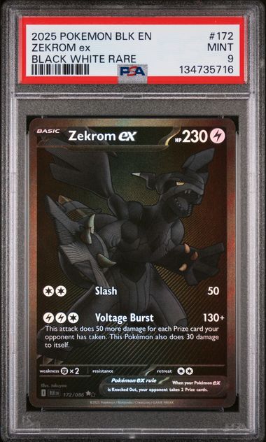 PSA 9 Zekrom ex Black Bolt 172/086