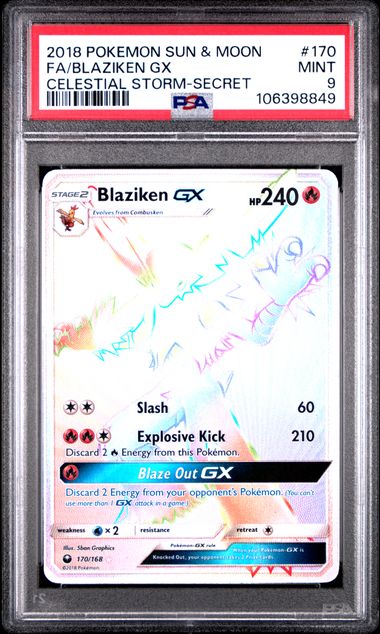 PSA 9 Blaziken GX Celestial Storm 170/168
